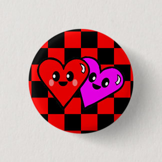 KAWAII HEARTS VALENTINE'S DAY CHECKERBOARD PIN