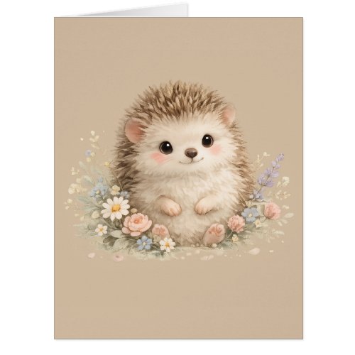 Kawaii Hedgehog Cottagecore Floral Gift Cards