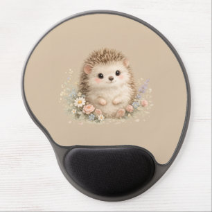 Kawaii Hedgehog Cottagecore Floral Gift Gel Mouse Pad