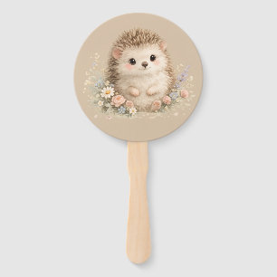 Kawaii Hedgehog Cottagecore Floral Gift Hand Fan