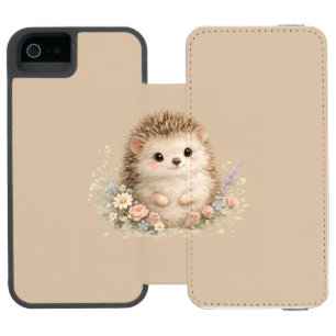 Kawaii Hedgehog Cottagecore Floral Gift iPhone SE/5/5s Wallet Case