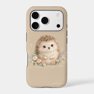 Kawaii Hedgehog Cottagecore Floral Gift iPhone 17 Pro Case