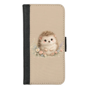Kawaii Hedgehog Cottagecore Floral Gift iPhone 8/7 Wallet Case