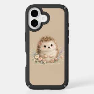 Kawaii Hedgehog Cottagecore Floral Gift iPhone 16 Case