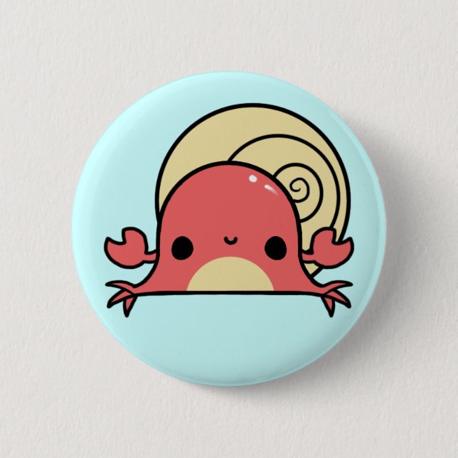 Kawaii Hermit Crab (You change the Background!) Button (Front)