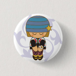 Kawaii Hipster Girl Button
