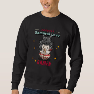 Kawaii Honored Samurai Cat Eat Ramen Sweatshirt