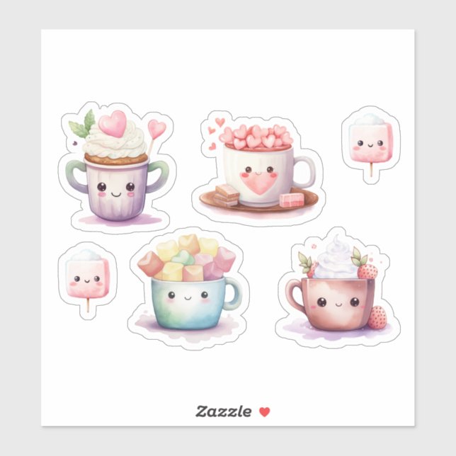 Kawaii hot cocoa chocolate sticker (Sheet)