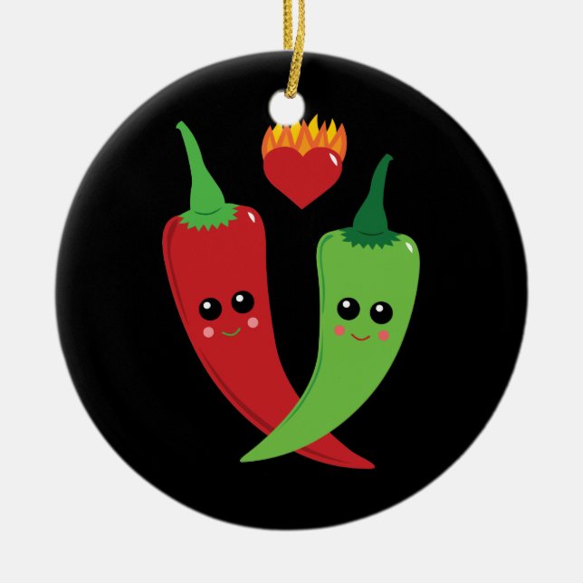 Kawaii Hot Pepper Ceramic Ornament (Front)