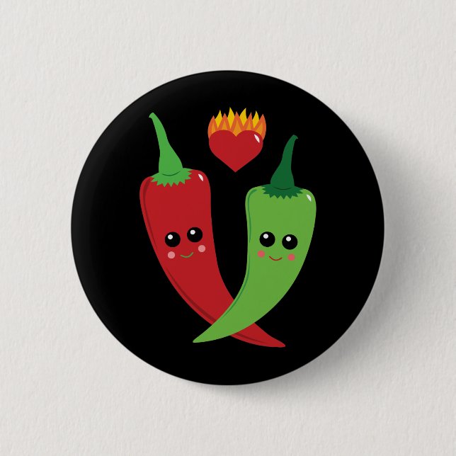Kawaii Hot Pepper Pinback Button (Front)