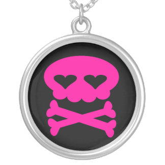 Kawaii Hot Pink Skull Sterling Silver Necklace