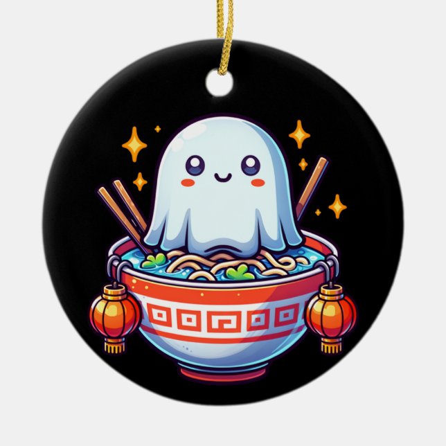 Kawaii Hungry Ghost Festival Ceramic Ornament (Front)