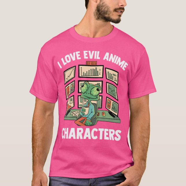 Kawaii I Love Evil Anime Characters Otaku Chameleo T-Shirt (Front)