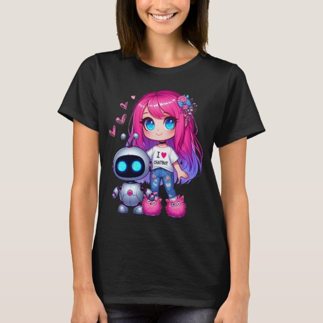 🤖Kawaii I Love My Ai Chatbot Cute BFF Companion T-Shirt (Front)