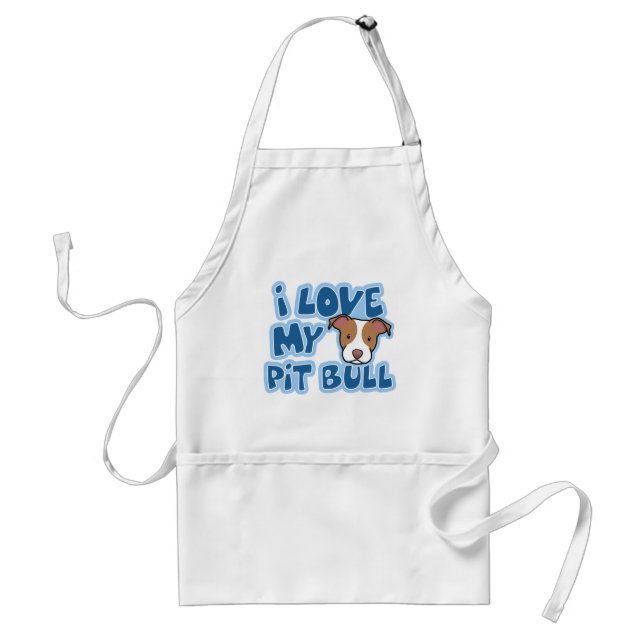 Kawaii I Love My Pit Bull Adult Apron (Front)
