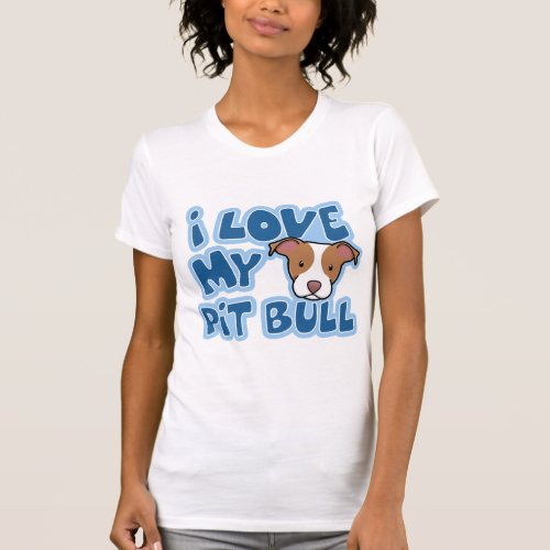 Kawaii I Love My Pit Bull Womens T_Shirt
