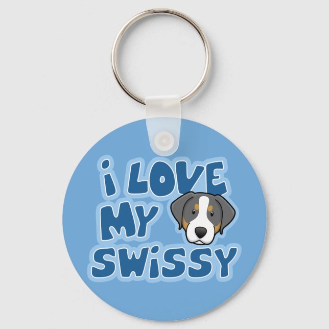 Kawaii I Love My Swissy Keychain (Front)