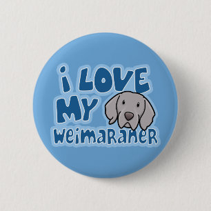 Kawaii I Love My Weimaraner Pinback Button
