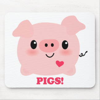 Kawaii I Love Pigs Mouse Pad