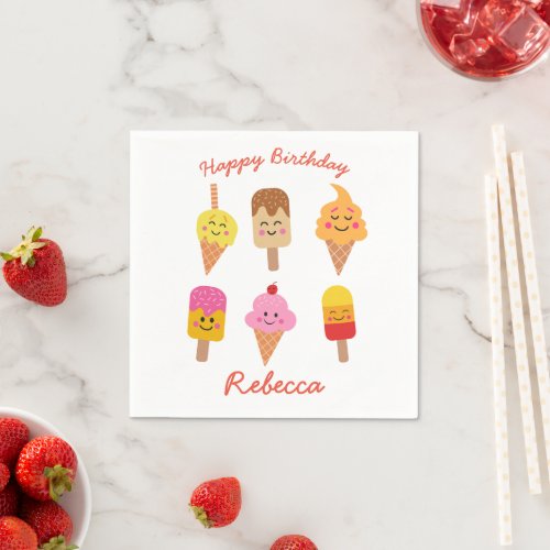 kawaii Ice Cream and Popsicle Birthday Party  Napkins