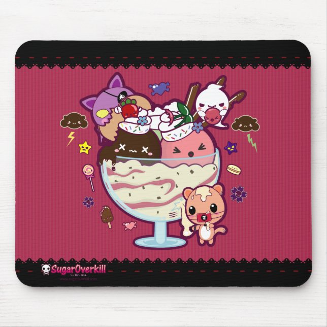Kawaii Ice Cream Attacked! Mouse Pad (Front)