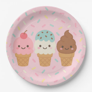Kawaii Ice Cream Birthday Paper Plates