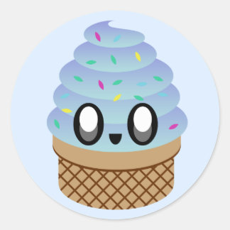 kawaii ice cream blueberry sprinkles classic round sticker