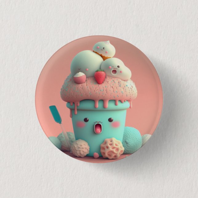 Kawaii  ice cream            button (Front)