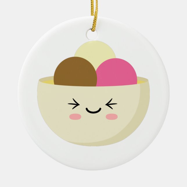 Kawaii Ice Cream Ceramic Ornament (Front)