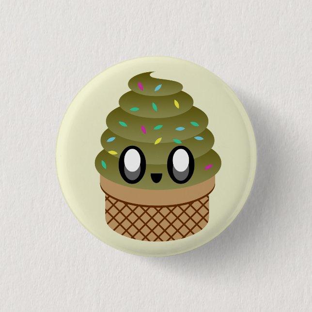 KAWAII ICE CREAM CHOCOLATE CONE PIN BUTTON (Front)