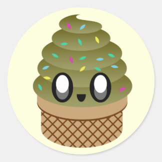 kawaii ice cream chocolate sprinkles classic round sticker