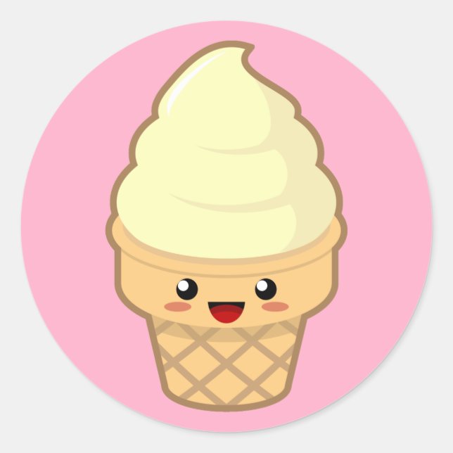Kawaii Ice Cream Classic Round Sticker (Front)