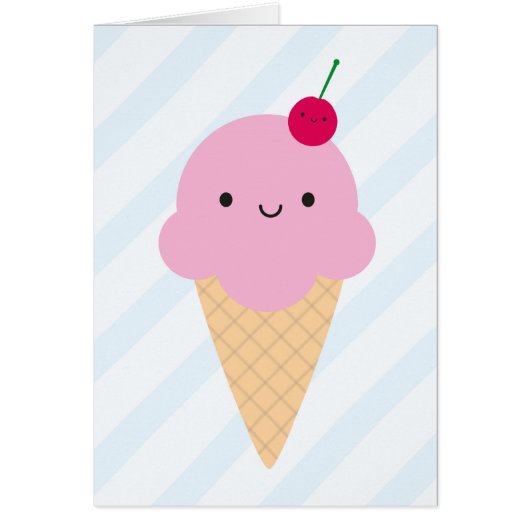 Kawaii Ice Cream Cone Cards (Front)