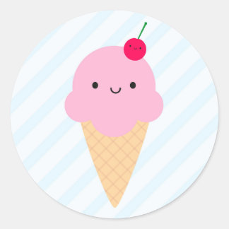 Kawaii Ice Cream Cone Classic Round Sticker