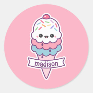 Adorable Cute Kawaii Summer Ice Cream Cartoon Emoji - Double Scoop Vin –  Shinobi Stickers