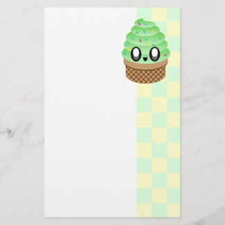 KAWAII ICE CREAM CONE HAPPY PISTACHIO CHECKERS STATIONERY