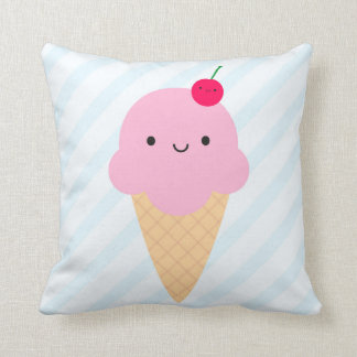 Kawaii Ice Cream Cone & Ice Lolly / Popsicle Throw Pillow