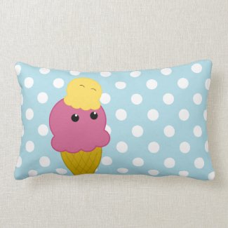 Kawaii Ice Cream Cone Lumbar Pillow