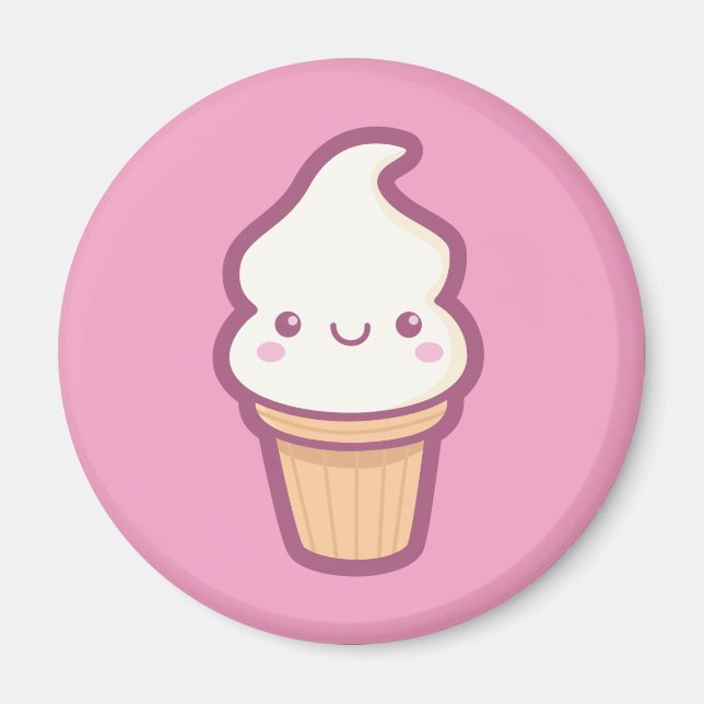 Kawaii Ice Cream Cone Magnet (Front)