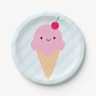 Kawaii Ice Cream Cone Paper Plates