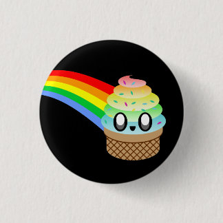 KAWAII ICE CREAM CONE RAINBOW CUTENESS PINBACK BUTTON