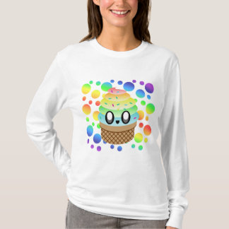 Kawaii Ice Cream Cone Rainbow Dots T-Shirt