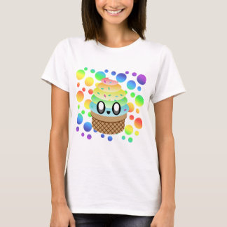 Kawaii Ice Cream Cone Rainbow Dots T-Shirt