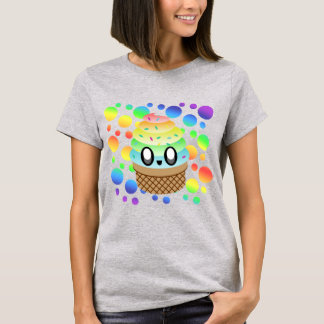 Kawaii Ice Cream Cone Rainbow Dots T-Shirt