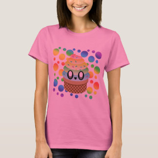 Kawaii Ice Cream Cone Rainbow Dots T-Shirt