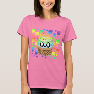 Kawaii Ice Cream Cone Rainbow Dots T-Shirt
