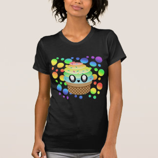 Kawaii Ice Cream Cone Rainbow Dots T-Shirt