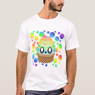 Kawaii Ice Cream Cone Rainbow Dots T-Shirt