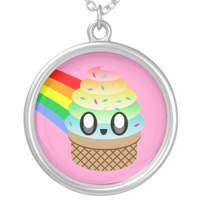 Kawaii Ice Cream Cone Rainbow Necklace (Front)