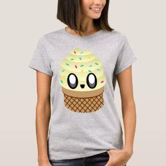 Kawaii Ice Cream Cone Vanilla Sprinkles Happy Face T-Shirt